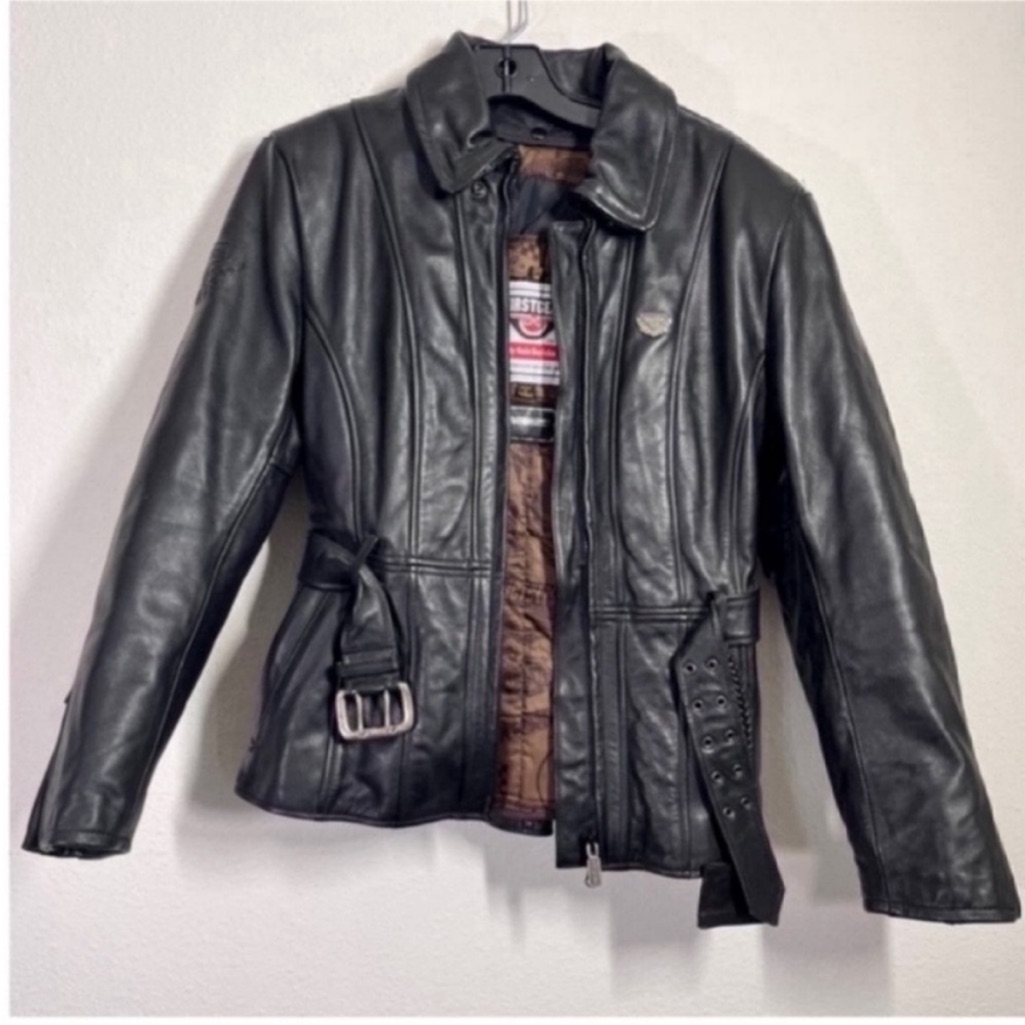 Black Leather Jacket With Belt